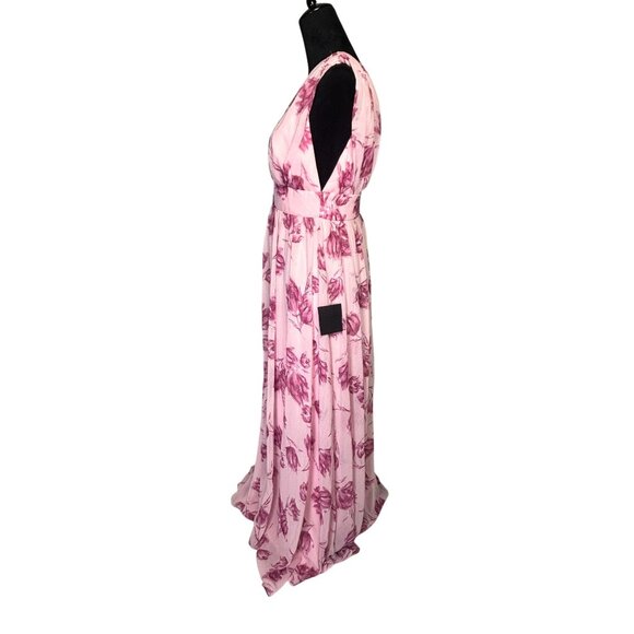 Lulus Pink Floral Romantic Maxi Dress With Deep V-Neck & Sleeveless Design Size - Picture 7 of 13
